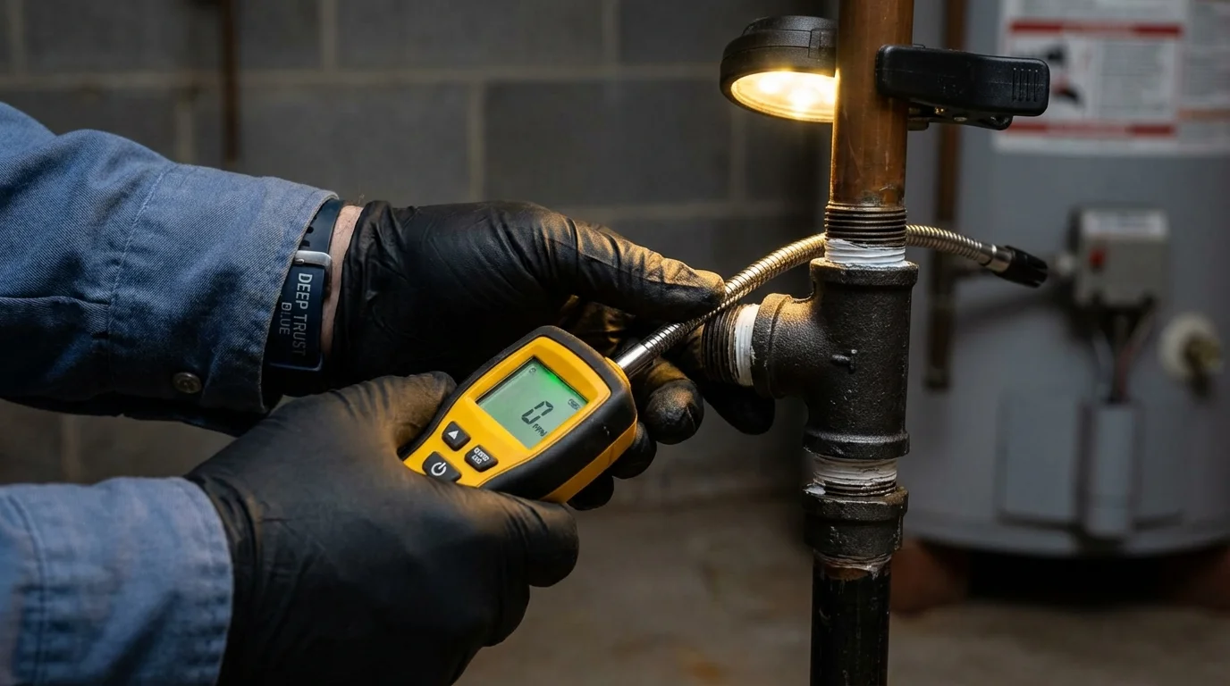 Gas leak detection with electronic sniffer by Johns Plumbing LLC in Lafayette