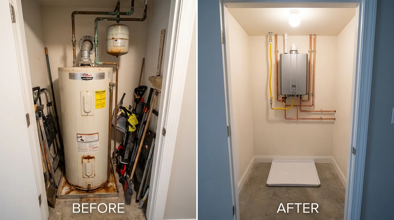 Tank water heater versus wall-mounted tankless unit comparison for Lafayette, CO homeowners